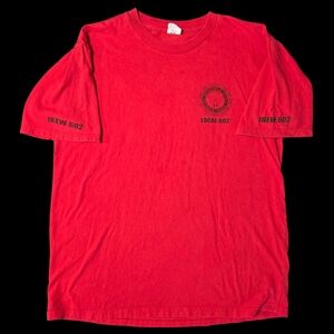 Vtg IBEW Graphic Tee Shirt USA Union Line Red Large Strength Power Y2K Local 607